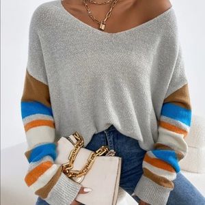 SHEIN light grey v-neck sweater